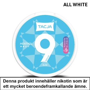 Tacja Slim | Menthol | All White | 9mg | OBS!! Kort/Utgånget Datum