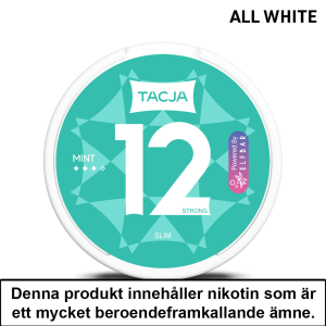 Tacja Slim | Mint | All White | 12mg | OBS!! Kort/Utgånget Datum