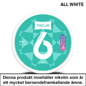 Tacja Slim | Mint | All White | 6mg | OBS!! Kort/Utgånget Datum