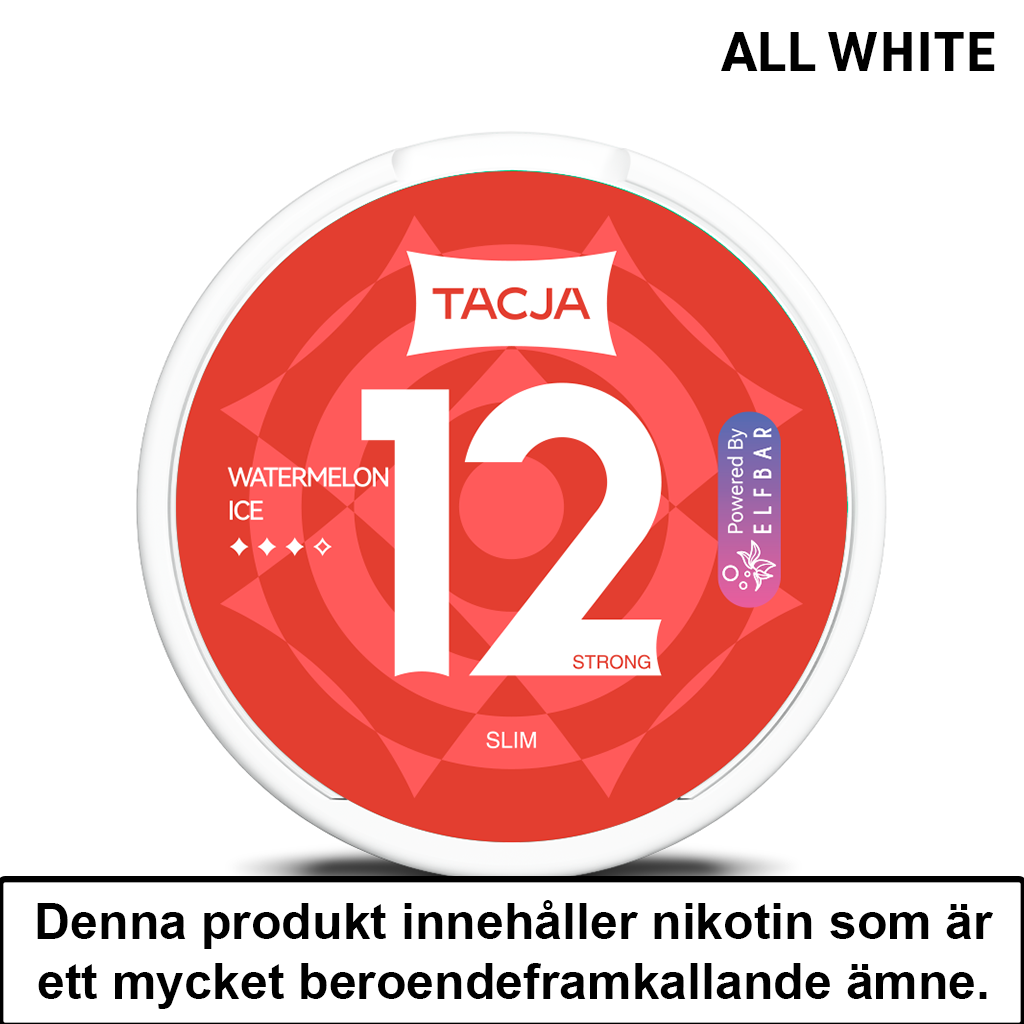 Tacja Slim | Watermelon Ice | All White | 12mg | OBS!! Kort/Utgånget Datum