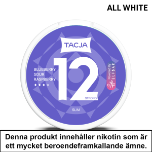 Tacja Slim | Blueberry Sour Raspberry | All White | 12mg | OBS!! Kort/Utgånget Datum