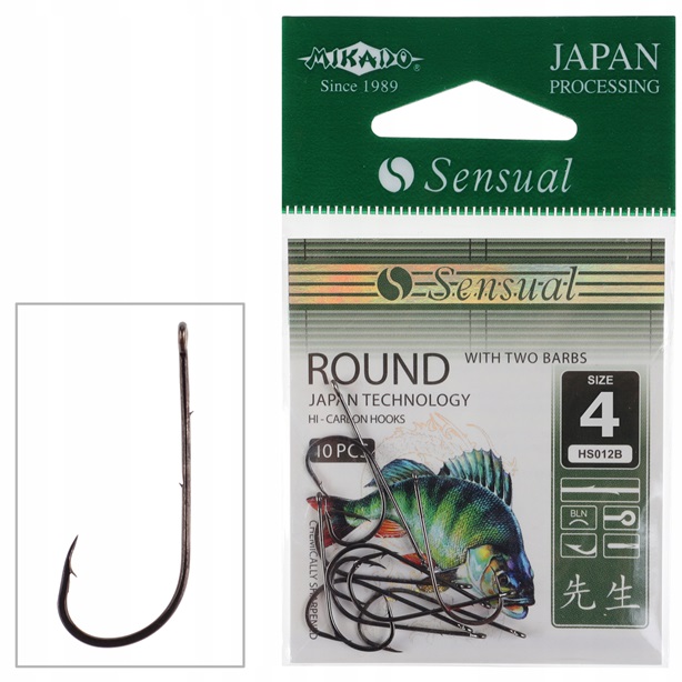 SENSUAL - ROUND HOOK WITH BARBS NO 4 BLACK