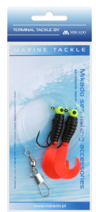 PILK TWIST JIGHEAD RIG 7.5CM 2X6G (BLACK/RED)