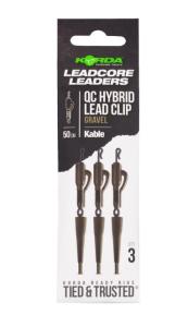 KORDA LEADCORE LEADER HYBRID LEAD CLIP W GRAVEL 50CM