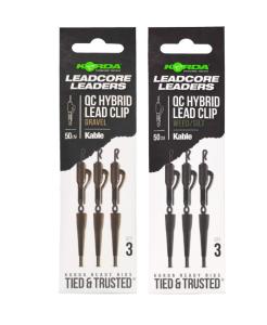 KORDA LEADCORE LEADER HYBRID LEAD CLIP W GRAVEL 50CM