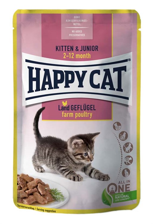 HappyCat Våtfoder Kitten & Junior Fågel 85g