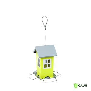 Målad Fågelmatare i Metall Hus