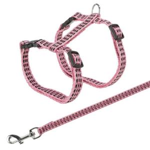 Kattsele+koppel 22-42 cm/10 mm. 120 cm reflex nylon bl. färger