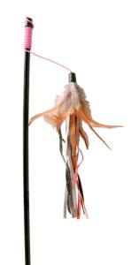Kattvippa med läderband & fjäder 50cm
