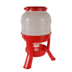 Foderautomat med ben för Höns och fjäderfä röd Vit