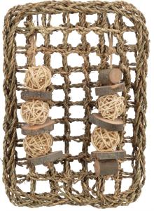 Gnagarmatta med leksaker i sjögräs 18 x 30cm