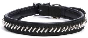 Mjukt läderhalsband m. nitar