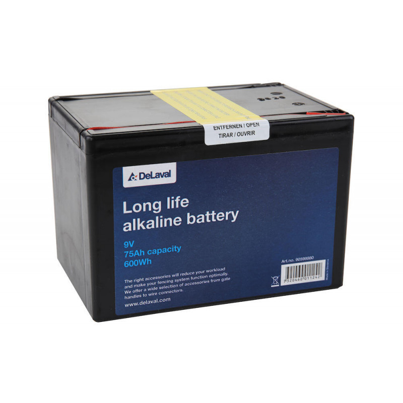 DeLaval Alkaliskt batteri 9V 75Ah 600Wh
