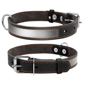 Hundhalsband Läder med Reflex