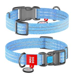 WAUDOG Re-Cotton Hundhalsband med Smart ID-Bricka Reflex, Blue
