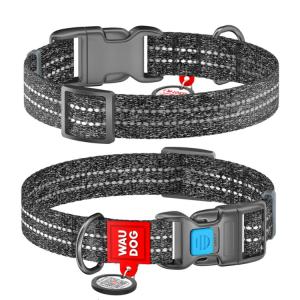 WAUDOG Re-Cotton Hundhalsband med Smart ID-Bricka Reflex, Grey