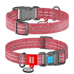 WAUDOG Re-Cotton Hundhalsband med Smart ID-Bricka Reflex, Red