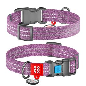WAUDOG Re-Cotton Hundhalsband med Smart ID-Bricka Reflex, Purple
