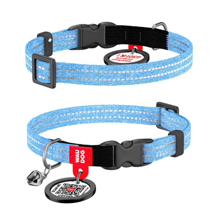 WAUDOG Re-Cotton Katthalsband med Smart ID-bricka Reflex