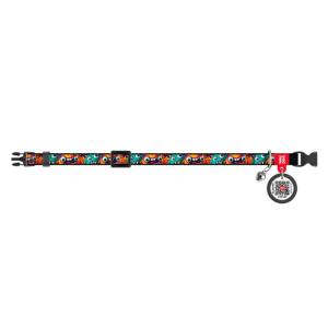 WAUDOG Katthalsband Nylon med Smart ID bricka Toothed Monsters (10mm 20-30cm)
