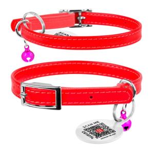 WAUDOG Katthalsband Läder med Smart ID bricka