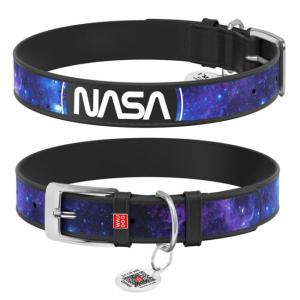 WAUDOG Hundhalsband Läder med Smart ID Bricka NASA