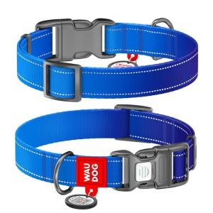 WAUDOG Mono Hundhalsband Reflex med Smart-ID bricka Blå