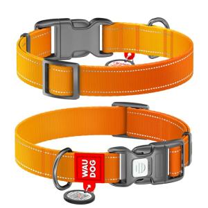 WAUDOG Mono Hundhalsband Reflex med Smart-ID bricka Orange