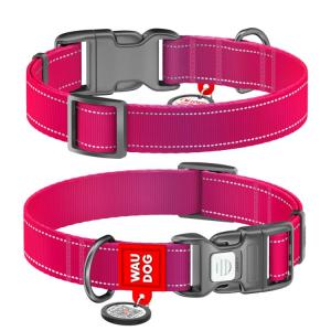 WAUDOG Mono Hundhalsband Reflex med Smart-ID bricka Rosa