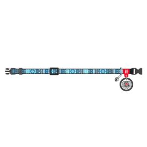 WAUDOG Katthalsband Nylon med Smart ID bricka (Ethno Blue 10mm 20-30cm)