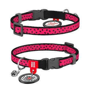 WAUDOG Katthalsband Nylon med Smart ID bricka Watermelon (10mm 20-30cm)