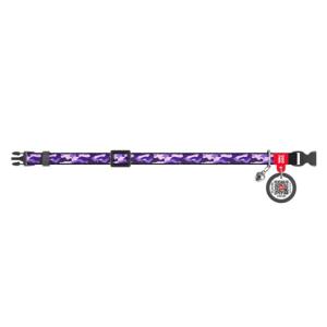 WAUDOG Katthalsband Nylon med Smart ID bricka (Purple Camo 10mm 20-30cm)