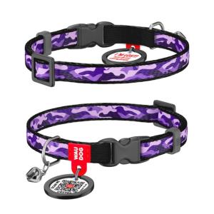 WAUDOG Katthalsband Nylon med Smart ID bricka (Purple Camo 10mm 20-30cm)