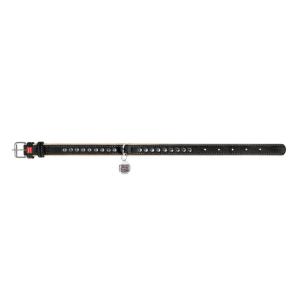 WAUDOG Soft Läderhalsband med Metalldekor Smart-ID Bricka, Svart