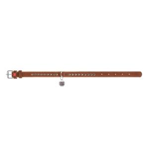 WAUDOG Soft Läderhalsband med Metalldekor Smart-ID Bricka, Brun
