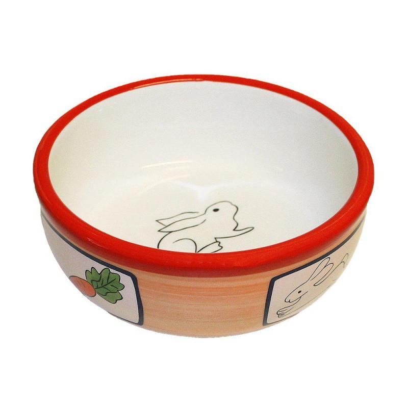 Keramikskål Smådjur Kanin & Morot Röd 10x4cm