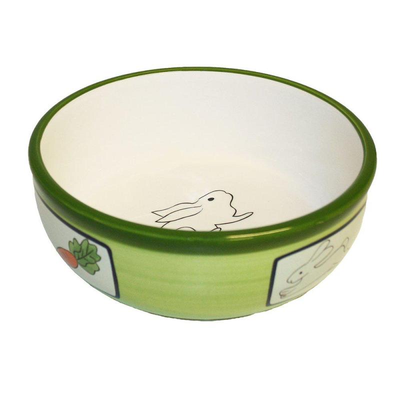 Keramikskål Smådjur Kanin & Morot Grön 12,5x5cm