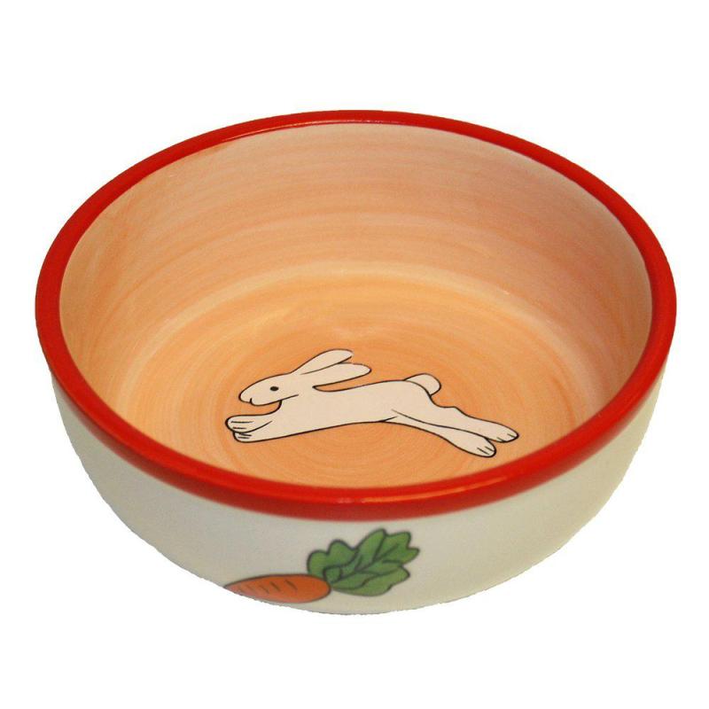 Keramikskål Smådjur Kanin & Morot Röd 12,5x5cm