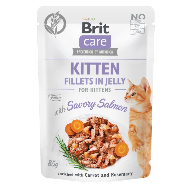 Brit Care Cat Pouch Fillets in Jelly with Salmon for Kitten 85g