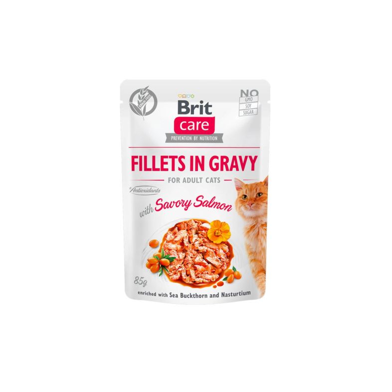 Brit Care Cat Pouch Fillets in Gravy with Salmon