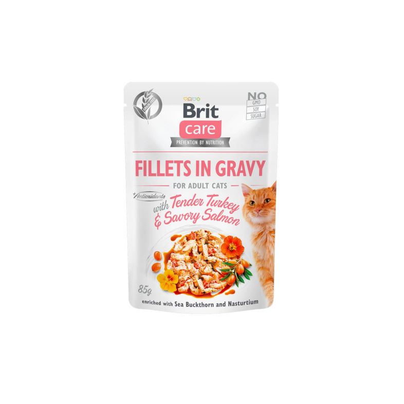 Brit Care Cat Pouch Fillets in Gravy with Turkey&Salmon