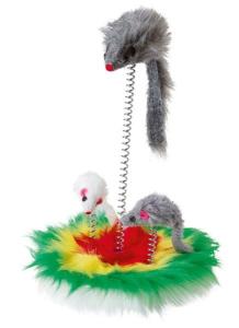 Kattleksak Mus på fjäder 25cm