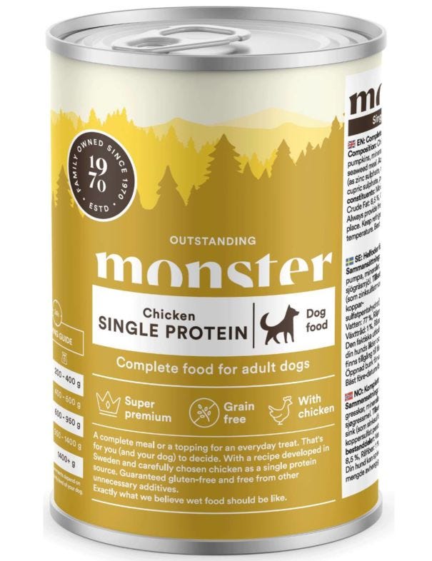 Monster Dog Våtfoder Adult Single Chicken 400g 6-Pack