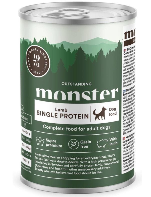 Monster Dog Våtfoder Adult Single Lamb 400g 48-Pack