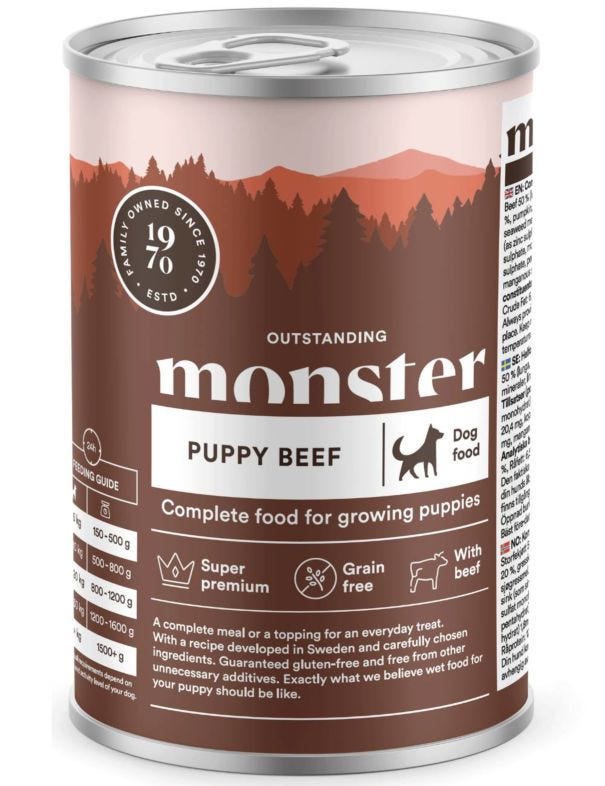Monster Dog Våtfoder Puppy Beef 400g 48-Pack