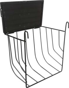 Höhäck, hängande, med lock, metall, 20x18x12cm, svart