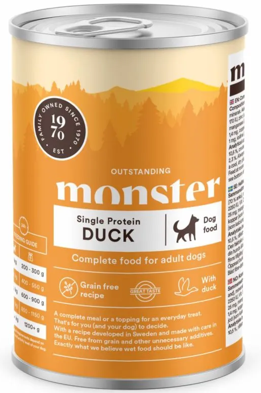Monster Dog Våtfoder Adult Single Duck 400g 6-Pack