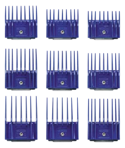 Andis distanskammar av blå plast - Set med 9 st