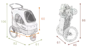 Hundvagn Safari med avtagbart trimbord - svart/turkos - Medium