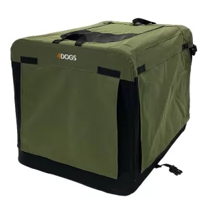 4Dogs Canvasbur med gardiner - Olivgrön